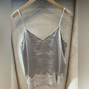 Mystery satin lace trim cami